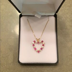 Diamond and pink tourmaline necklace